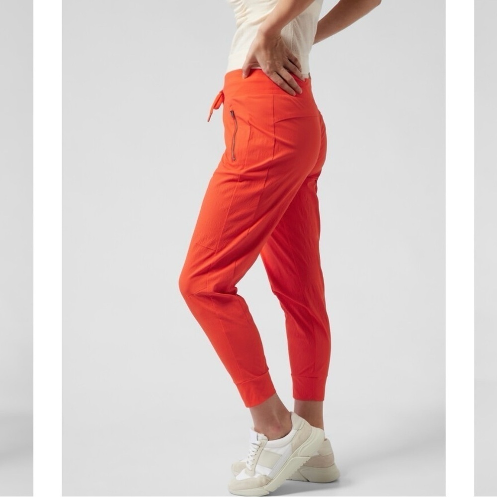 Athleta Trekkie North Jogger Mountain Neon Orange Zip Pocket Size 6 - Picture 2 of 14